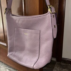 Coach Textured Leather Shoulder Bag - Purple